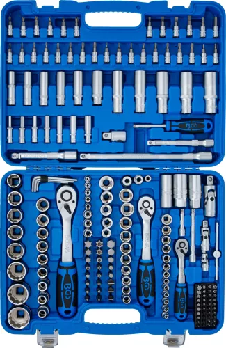 BGS technic Dugókulcs készlet tizenkétlapú profillal, 1/4”–3/8”–1/2”, 192 részes, króm-vanádium acél (BGS 2286)