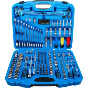   BGS technic Dugókulcs készlet „Gear Lock” profillal, 1/4”–3/8”–1/2”, 218 részes, króm-vanádium acél (BGS 2290)