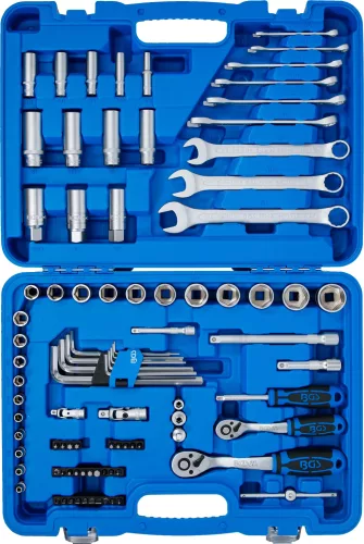 BGS technic Dugókulcs készlet colos méretekkel, Pro Torque hatszög profillal, 1/4”–3/8”, 92 részes (BGS 2299)
