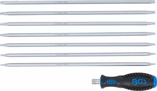 BGS technic 8 részes csavarhúzó készlet Torx és biztonsági Torx csavarokhoz (cserélhető fejekkel) (BGS 2325)