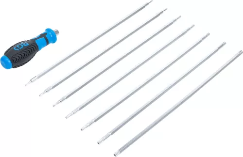 BGS technic Cserélhető pengés Torx csavarhúzó készlet T10–T40, normál és furatos profillal, 8 részes (BGS 2326)