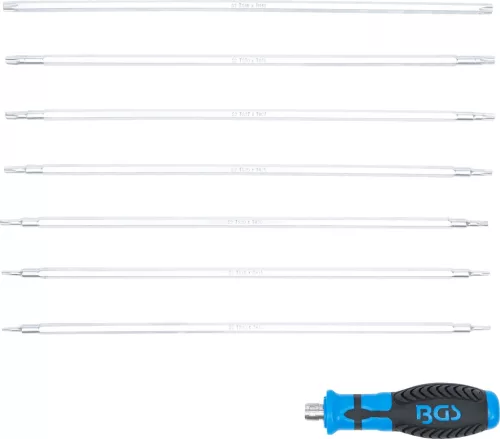 BGS technic Cserélhető pengés Torx csavarhúzó készlet T10–T40, normál és furatos profillal, 8 részes (BGS 2326)