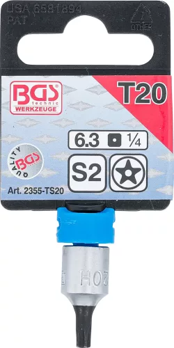 BGS technic 1/4" biztonsági Torx (fúrt) bitfej, TS20 (BGS 2355-TS20)