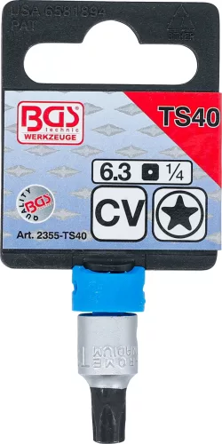 BGS technic 1/4" biztonsági Torx (fúrt) bitfej, TS40 (BGS 2355-TS40)