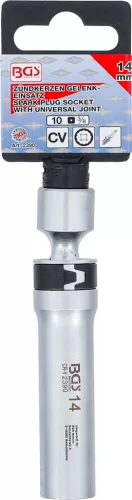 BGS technic Univerzális csuklós gyújtógyertya kulcs, rögzítő rugóval, 3/8", 14 mm, 12 pontos (BGS 2390)