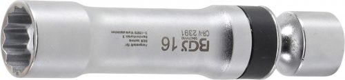 BGS technic Univerzális csuklós gyújtógyertya kulcs, rögzítő rugóval, 3/8", 16 mm, 12 pontos (BGS 2391)