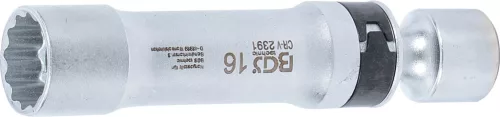 BGS technic Univerzális csuklós gyújtógyertya kulcs, rögzítő rugóval, 3/8", 16 mm, 12 pontos (BGS 2391)