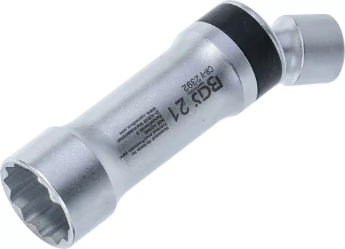 BGS technic Univerzális csuklós gyújtógyertya kulcs, rögzítő rugóval, 3/8", 21 mm, 12 pontos (BGS 2392)
