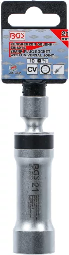 BGS technic Univerzális csuklós gyújtógyertya kulcs, rögzítő rugóval, 3/8", 21 mm, 12 pontos (BGS 2392)