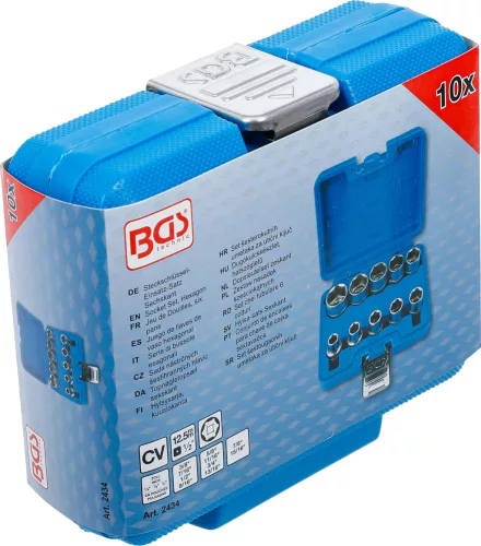 BGS technic Dugókulcsfej készlet colos Pro Torque hatszög fejekkel, 1/2”, 3/8”–15/16”, 10 részes (BGS 2434)