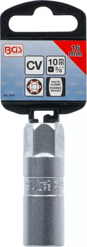 BGS technic Gyújtógyertya kulcs, szatén króm galvanizált, 3/8", 16mm (BGS 2471)