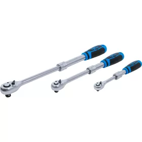   BGS technic Racsnis hajtókar készlet teleszkópos kivitelben, 1/4”, 3/8” és 1/2”, 72 fog, 3 részes (25123)