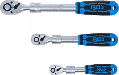 BGS technic Racsnis hajtókar készlet teleszkópos kivitelben, 1/4”, 3/8” és 1/2”, 72 fog, 3 részes (25123)