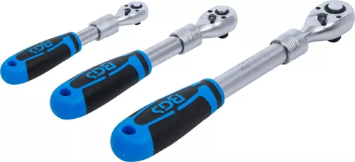 BGS technic Racsnis hajtókar készlet teleszkópos kivitelben, 1/4”, 3/8” és 1/2”, 72 fog, 3 részes (25123)