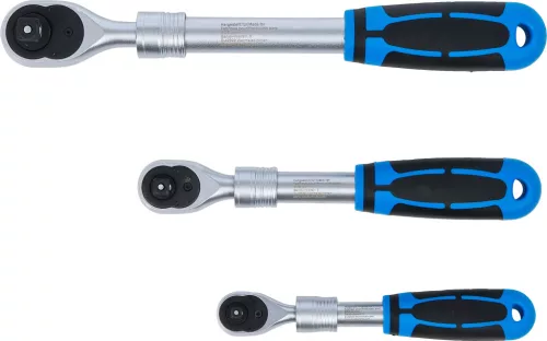 BGS technic Racsnis hajtókar készlet teleszkópos kivitelben, 1/4”, 3/8” és 1/2”, 72 fog, 3 részes (25123)