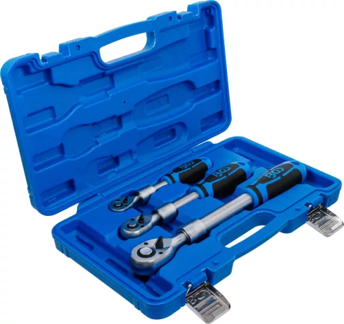 BGS technic Racsnis hajtókar készlet teleszkópos kivitelben, 1/4”, 3/8” és 1/2”, 72 fog, 3 részes (25123)