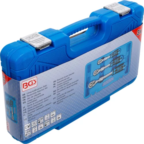 BGS technic Racsnis hajtókar készlet teleszkópos kivitelben, 1/4”, 3/8” és 1/2”, 72 fog, 3 részes (25123)