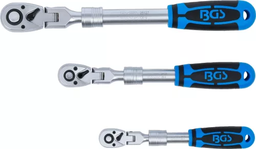 BGS technic Racsnis kulcs készlet | kihúzható, hajlítható | 6,3 mm (1/4") - 10 mm (3/8") - 12,5 mm (1/2") | 3 darabos (25128)