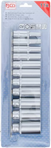 BGS technic Dugókulcsfej készlet hosszú colos hatszög fejekkel, 3/8”, 5/16”–7/8”, 11 részes (BGS 2756)
