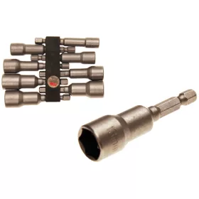   BGS technic 8 részes dugókulcs készlet, fúrógépbe fogható 6 oldalú szárral, 6 - 13 mm (BGS 2758)