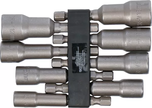 BGS technic Dugókulcsfej készlet fúrógéphez, tartómágnessel, 1/4” hatszög befogással, 6–13 mm, 8 részes (BGS 2758)