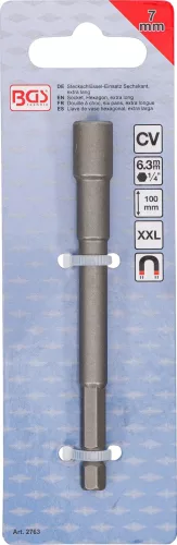 BGS technic Extra hosszú dugófej, 7 mm-es, 6 lapos fej - fúróba fogható, 6 lapos szár (BGS 2763)