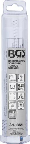 BGS technic Nyomatékkulcs 1/4”, 1–6 Nm, 72 fogú keskeny racsnifej, ±3% (BGS 2824)