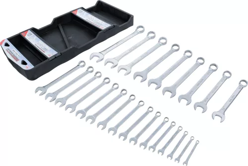 BGS technic Csillag-villáskulcs készlet colos méretekkel, 1/4”–1 1/4”, 25 részes, falra akasztható tartón (BGS 30101)
