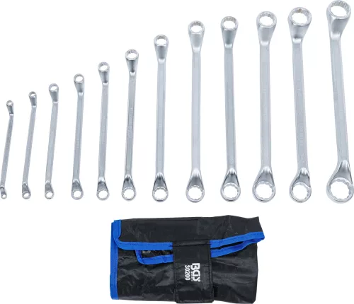 BGS technic Csillagkulcs készlet, mélyen hajlított, 6–32 mm, CrV, 12 részes, feltekerhető tokban (BGS 30200)