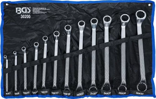 BGS technic Csillagkulcs készlet, mélyen hajlított, 6–32 mm, CrV, 12 részes, feltekerhető tokban (BGS 30200)