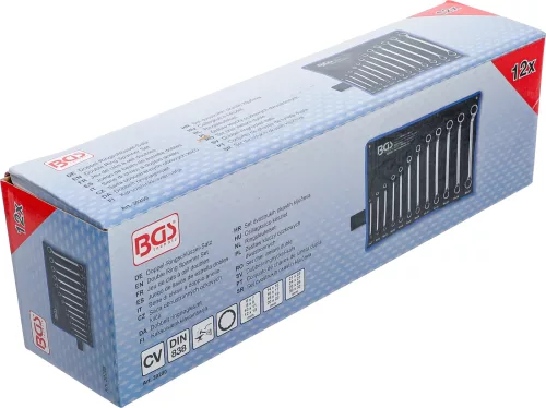 BGS technic Csillagkulcs készlet, mélyen hajlított, 6–32 mm, CrV, 12 részes, feltekerhető tokban (BGS 30200)
