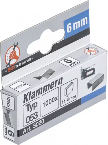 BGS DIY Tűzőkapocs, 1000 db-os, 6mm (BGS 3020)