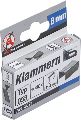 BGS DIY Tűzőkapocs, 1000 db-os, 8mm (BGS 3021)