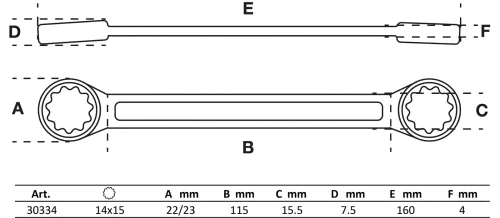 BGS technic Csillag-csillagkulcs, 14 x 15 mm, extra vékony (BGS 30334)