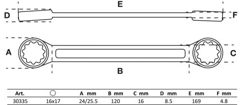 BGS technic Csillag-csillagkulcs, 16 x 17 mm, extra vékony (BGS 30335)