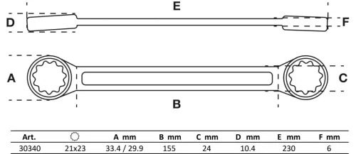 BGS technic Csillagkulcs | extra lapos | 21 x 23 mm (BGS 30340)