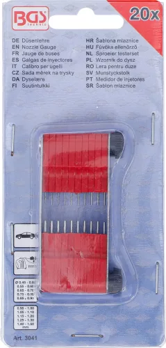 BGS technic Üzemanyag-fúvóka furatellenőrző mérőtű készlet 0,45–1,50 mm, 20 részes (BGS 3041)