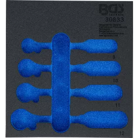   BGS technic 1/6 Szerszámtálca szerszámkocsihoz, üresen: 4 részes racsnis nyitott kulcs (fékcsőkulcs) készlethez (nem tartozék) (BGS 30833-1)