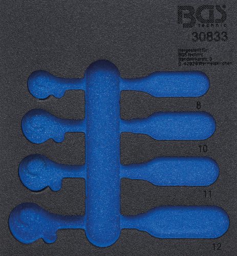 BGS technic 1/6 Szerszámtálca szerszámkocsihoz, üresen: 4 részes racsnis nyitott kulcs (fékcsőkulcs) készlethez (nem tartozék) (BGS 30833-1)