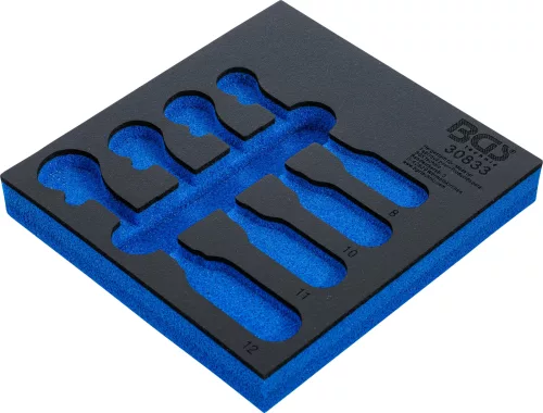 BGS technic 1/6 Szerszámtálca szerszámkocsihoz, üresen: 4 részes racsnis nyitott kulcs (fékcsőkulcs) készlethez (nem tartozék) (BGS 30833-1)