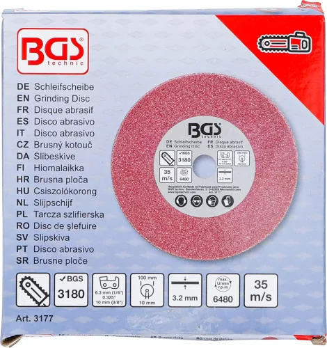 BGS technic Csiszoló tárcsa 100x3,2x10mm, 3180-hoz (1/4", 0,325 és 3/8" láncokhoz) (BGS 3177)