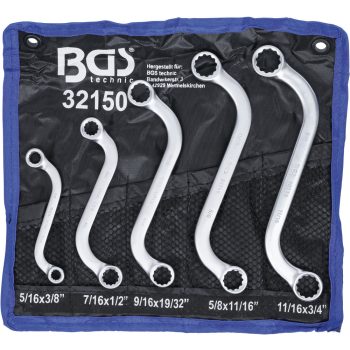   BGS technic 5 részes S-alakú csillag-csillagkulcs készlet COLL, 3/8"-3/4" (BGS 32150)