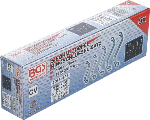 BGS technic 5 részes S-alakú csillag-csillagkulcs készlet COLL, 3/8"-3/4" (BGS 32150)
