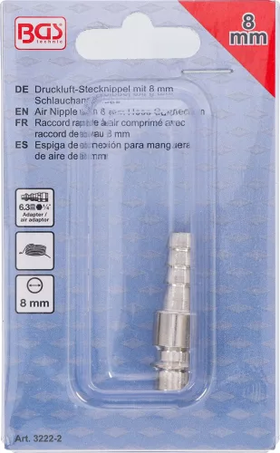 BGS technic Levegős gyorscsatlakozó, tömlővéges 8mm (BGS 3222-2)