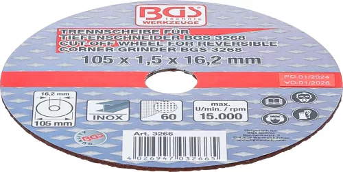 BGS technic Megszakító kerék 105x1.5x16.2 (BGS 3266)