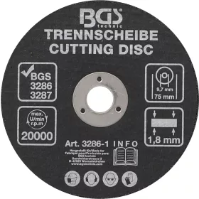   BGS technic Vágókorong pneumatikus darabolóhoz, 75 × 1,8 × 9,7 mm, 20 000 ford./perc (BGS 3286-1)