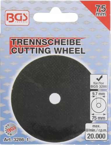 BGS technic Vágókorong pneumatikus darabolóhoz, 75 × 1,8 × 9,7 mm, 20 000 ford./perc (BGS 3286-1)