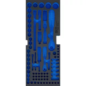  BGS technic Szerszámtálca a BGS 3312 szerszámosládához, üresen: 77 részes 1/2" és 1/4" dugókulcs fej, bitfej és hajtószár készlethez (nem tartozék) (BGS 3341-1)