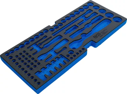 BGS technic Szerszámtálca a BGS 3312 szerszámosládához, üresen: 77 részes 1/2" és 1/4" dugókulcs fej, bitfej és hajtószár készlethez (nem tartozék) (BGS 3341-1)