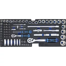   BGS technic Szerszámtálca a BGS 3312 szerszámosládához: 77 részes 1/2" és 1/4" dugókulcs fej, bitfej és hajtószár készlettel (BGS 3341)